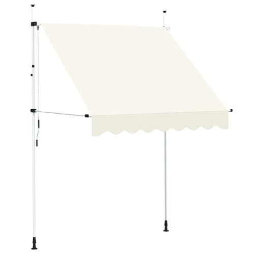 Image of "vidaXL Manual Retractable Awning - 200 cm Cream, Weather- Polyester Material with PU Coating, Flexible Installation with Adjustable Height and Angle"