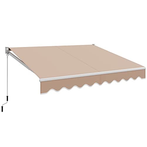 Image of COSTWAY 3m x 2.5m/4m x 2.5m Retractable Manual Awning, Anti-UV and Waterproof Garden Patio Canopy with Fittings & Hand Crank, Aluminum Sun Shade Shelter for Balcony Yard (3m x 2.5m, Beige)