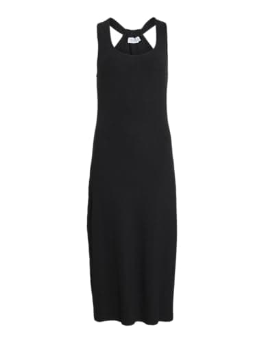 Image of Vila Women's Vinimeo U-Neck S/L Midi Dress, Black Beauty, S