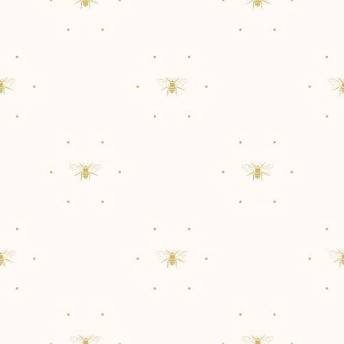 Image of Sophie Allport Bees/Honeycombs Silhouette Wallpaper - Cream/Ochre -181502