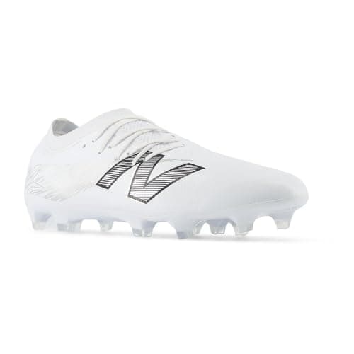 Image of New Balance Unisex-Adult Furon Pro FG V8 Soccer Shoe, White/Metallic Silver/Black, Men 11.5 M/Women 13 W