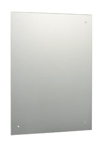 Image of 60 x 45cm Rectangle Bathroom Mirror with Drilled Holes & Chrome Cap Wall Hanging Fixing Kit
