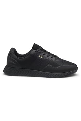 Image of BOSS Mens Titanium Runn TTNM mesh Trainers with Smooth Trims Size 9 Black