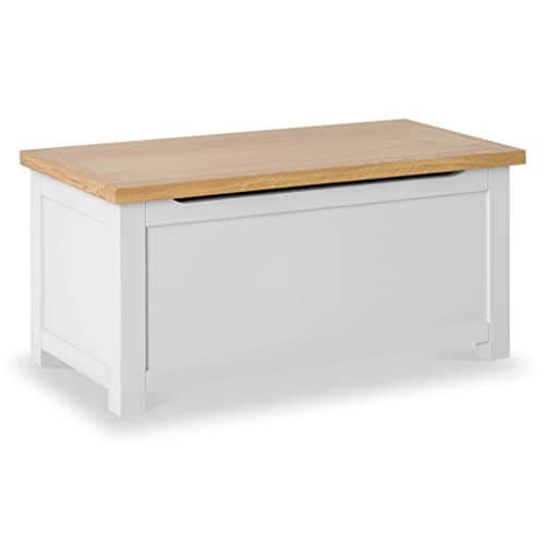 Image of RoselandFurniture Farro Grey Wooden Blanket Box Ottoman Storage Box | Fully Assembled Large Contemporary Painted Trunk, Shoe Storage Bench or Toy Chest for Bedroom, Hallway or Kids Room