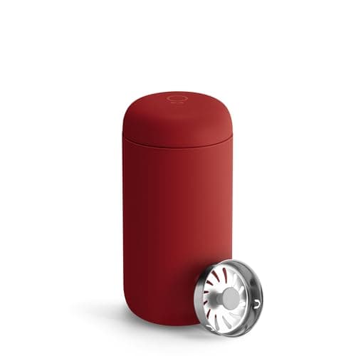 Image of Fellow 12 oz Carter Move Travel Mug - Vacuum-Insulated Stainless Steel Travel Coffee Mug - Coffee Tumbler with Ceramic Interior and Splash Guard - Red