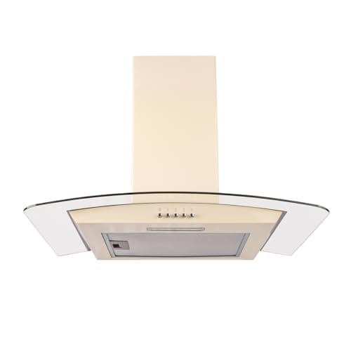 Image of SIA CGH60CR 60cm Cream Curved Glass Chimney Cooker Hood Kitchen Extractor Fan