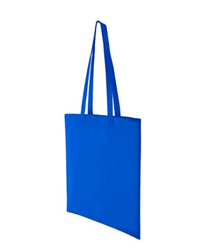Image of Hyper Mart Cotton 5oz(150gsm) Eco friendly Plain Natural Reusable Shopping Tote Bags Eco Friendly Long Handle Grocery Bag (Royal Blue, 1 Bag)