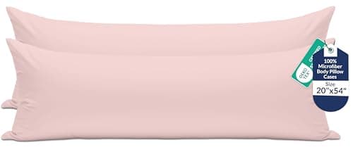 Image of ROYALE LINENS Body Pillow Cover - Double Brushed 1800 Microfiber - 20"x54" with Hidden Zipper Closure - Wrinkle & Fade Resistant - Super Soft Body Pillowcase 2 Pack (Pink, Pack of 2)