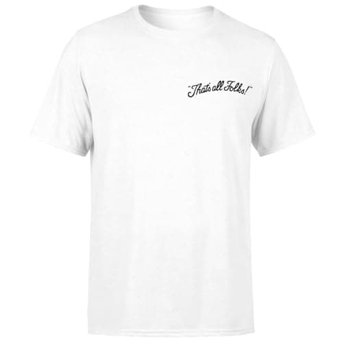 Image of Looney Tunes That's All Folks Embroidered Unisex T-Shirt - White L