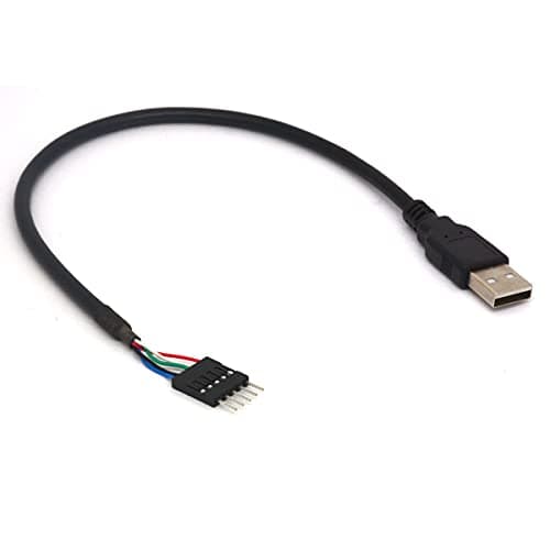 Image of 5 Pin Motherboard Header to USB A Cable, Dupont IDC 5-Pin Male Plug to USB 2.0 Male Extender Adapter Cord (2PCS)
