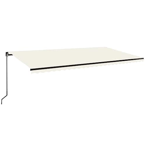 Image of vidaXL Manual Retractable Awning Folding Arm Manual Retractable Awning Outdoor Sunshade Patio Garden Balcony with LED 600x350 cm Cream