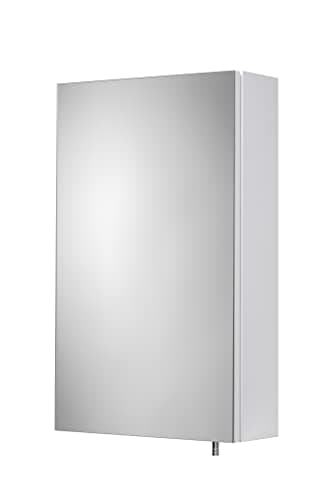 Image of Croydex Dawley White Steel Bathroom Mirror Cabinet – East to Install Bathroom Wall Cabinet with Two Adjustable Shelves, and Fully Assembled (67x40cm)