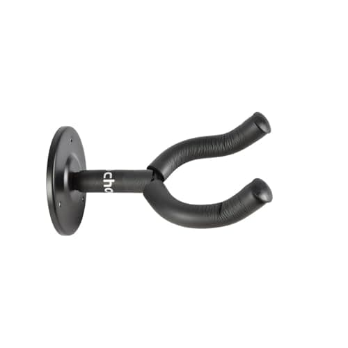 Image of Chord | Wall Mount Guitar Bracket – Universal Guitar Holder for Acoustic, Electric, Bass, Ukulele, Violin, Mandolin – Strong Steel Hanger with Padded Forks for Secure Display | Black