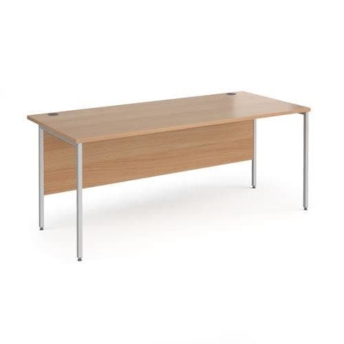 Image of Office Monster Yukon straight desk with silver H-Frame leg 1800mm x 800mm - beech top