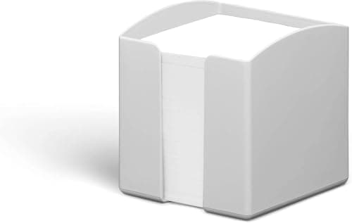 Image of Durable Eco-Friendly Note Box - Includes 800 Sheets of Recycled Paper - Blue Angel Certified - Desktop Note Pad Holder - Grey