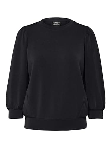 Image of SELECTED FEMME BLACK Women's SLFTENNY 3/4 Sweat TOP NOOS Sweatshirt, Black, M