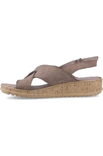 Image of Hush Puppies Female Elena Cross Over Wedge Sandal, Grey, 6