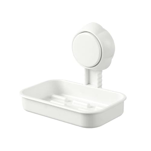 Image of Suction Cup Shower Soap Holder Wall Mounted Max Hold 5KG Soap Dish Suction Sponge Holder Drill-Free Removable with Drainage White Plastic Soap Dish for Bathroom Kitchen