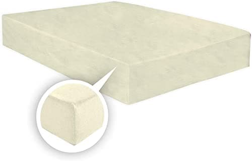 Image of Thermal Flannelette Fitted sheets 25cm-100% Brushed Cotton Flannel Fitted Sheets-Warm & Cosy Thermal Fitted sheets-Elasticated Corners Fitted Bed Sheets (Cream, Double)