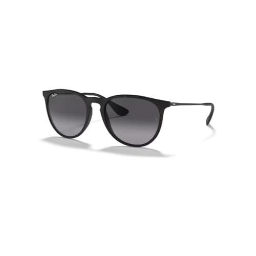 Image of Ray-Ban RB4171 ERIKA Round Sunglasses For Women +BUNDLE with ACCESSORY EYEWEAR KIT, Rubber Black/Light Grey Gradient Dark Grey, 54 mm