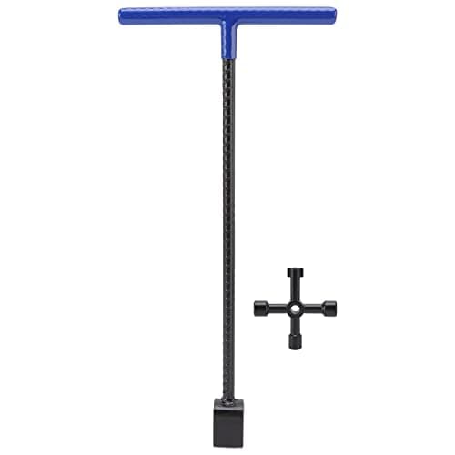 Image of Ausla Water Meter Key Wrench, Mains War Key Stopcock Key Steel T Handle Curb Key, Heay Duty Stopcock Key with 4 Way Utility Tool, Mains War Key with 4 Way Utility Tool for Valves, Plumbing Tools