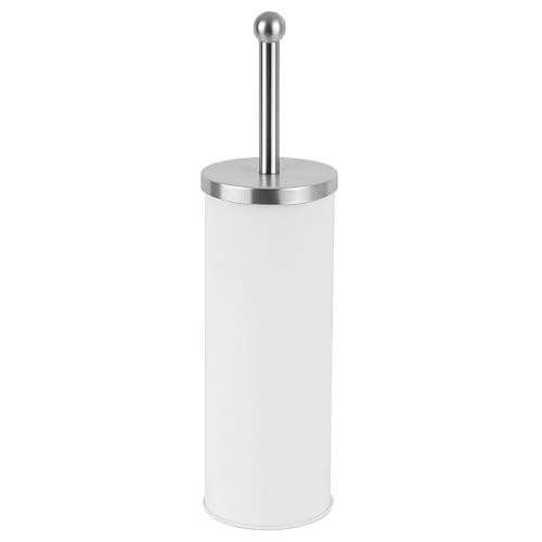 Image of Novel Solutions Bristles Premium Toilet Brush & Holder Set – Compact Round Lid Design with Dense Bristles, Stainless Steel Handle & Inner Drip Cup – Durable Bathroom Cleaning Solution (White)
