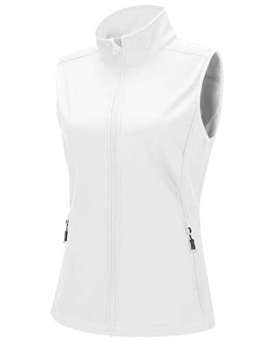Image of 33,000ft Women's Softshell Full Zip Gilet Fleece Lined Windproof Vest Outerwear Lightweight Sleeveless Jacket for Running Hiking Golf Cream S/UK 10