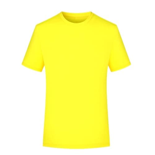 Image of Mens Gym T Shirt, Tshirts Men UK Quick Drying Sports Workout Short Sleeve Plain T-Shirt Solid Color Tee Shirts Breathable Round Neck Summer Tops for Running Fitness Cycling and Training Yellow