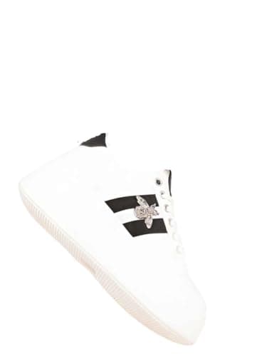 Image of IKRUSH Chunky Glitter Detail Trainers with Bee Charmcasual Low Ankle Regular White