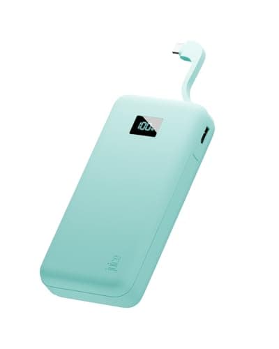 Image of Juice Eco Integrated Power Bank, Portable Charger 16000mAh with Built-in USB-C Cable & Digital Display, Fast USB-C Output, PowerBank for iPhone 15 16 17 Pro Max, Samsung, Android, DJI - Teal