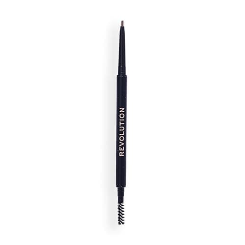 Image of Revolution Precise Brow Pencil, Double-Ended Makeup Tool with Brush for Easy & Ultra Defined Brows and Bold Looks, Warm Medium Brown, 0.05g