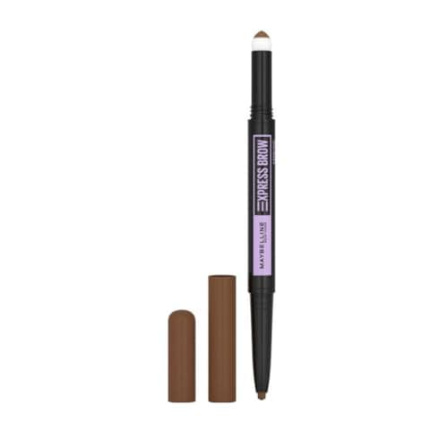 Image of Maybelline Express Eye Brow Duo Eyebrow Filling, Natural Looking 2 - In - 1 Eyebrow Pencil Pen Plus Filling Powder, Tear Drop Tip and Sponge Swiper, Medium Brown