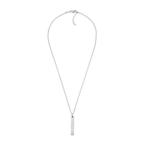 Image of Fossil Necklace for Men Vintage Casual, L: 508mm + 50.8mm W: 8mm Silver Stainless Steel Necklace, JF03988040