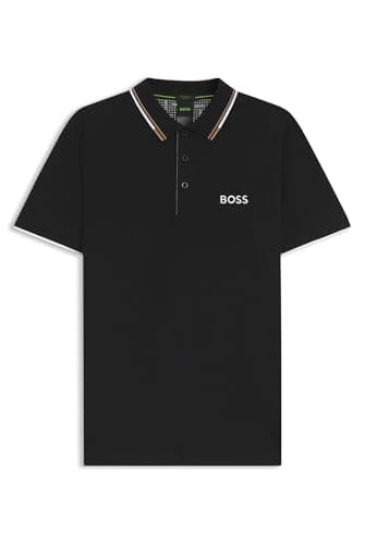 Image of BOSS Mens Paddy Pro Contrast-Logo Polo Shirt in a Cotton Blend