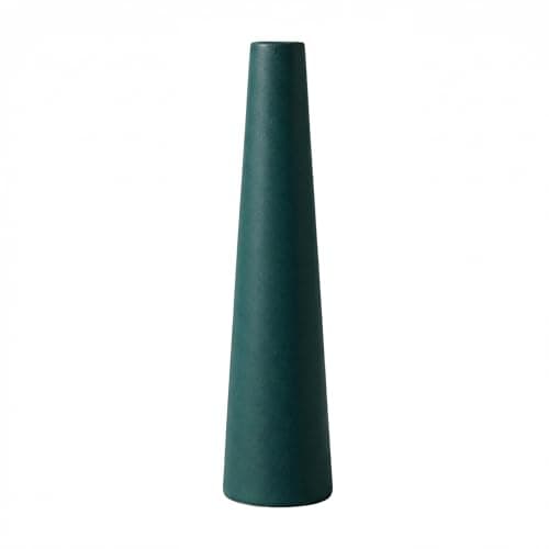 Image of Small Ceramic Bud Vase Tall Conic Flower Single Stem Vase Modern Home Decorative Floral Centerpiece for Wedding and Office (Ink Green)