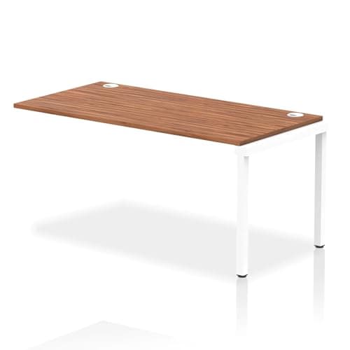 Image of Mr Office Impulse Single Row Bench Desk Extension Kit - 800mm deep, White Frame, Walnut, 1600