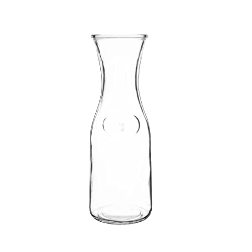 Image of Olympia Glass Carafe 1Ltr Pack of 6 - Clear Narrow Neck Glass Bottle Carafe Drinks Water Jug for Restaurants & Home Use GG928