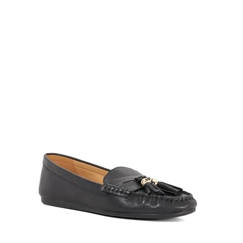 Image of Dune London Ladies Wide Fit Geen Leather Moccasin Loafers Size UK 6 Black