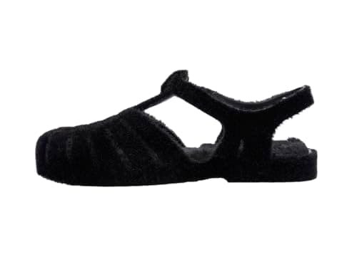Image of Melissa Possession Jelly Sandal for Women - The Original Jelly Shoe, Fisherman's Sandal with Adjustable Strap and Side Buckle, Flocked Black, 4 UK