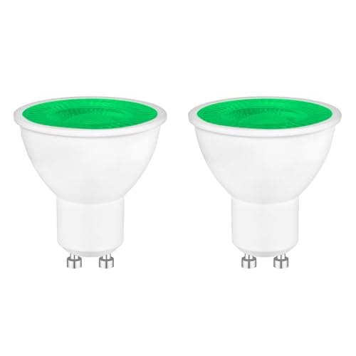 Image of 2 Pack Green GU10 LED 5W Light Bulbs, Equivalent to 50W Halogen Bulb 230V, 500LM, 120° Beam Angle, Green Colour Spotlights, Non-dimmable, Lighting for Decorative, Landscape, Stage, Bar, Atmosphere