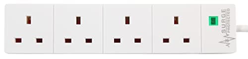 Image of PRO ELEC PL09211 4 Gang Surge Protected Extension Lead White, 8m