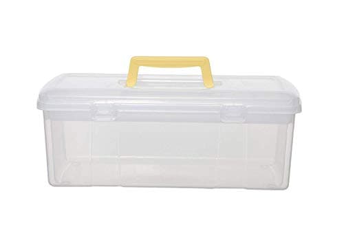Image of 2X Utility Box with Yellow Handle, Plastic, Natural, 5 Litre