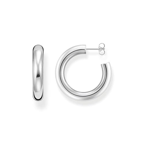 Image of THOMAS SABO Silver medium chunky hoop earrings 925 Sterling Silver