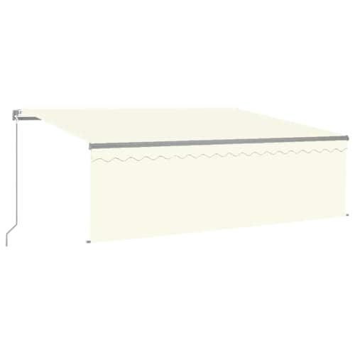 Image of vidaXL Cream 4x3m Retractable Awning with LED/Blinde - Sturdy Aluminium Outdoor Shelter for Patio, Garden, infused with Adjustable Solar-Powered Lighting