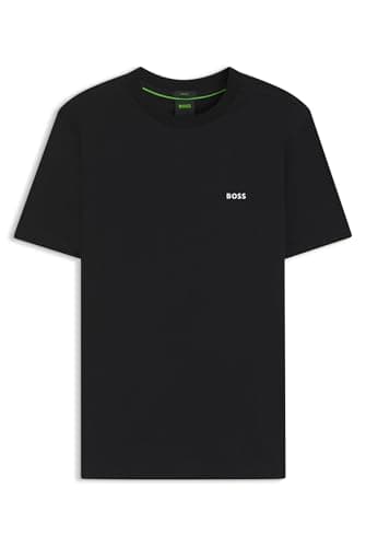 Image of BOSS Mens Tee Stretch-Cotton Regular-fit T-Shirt with Contrast Logo
