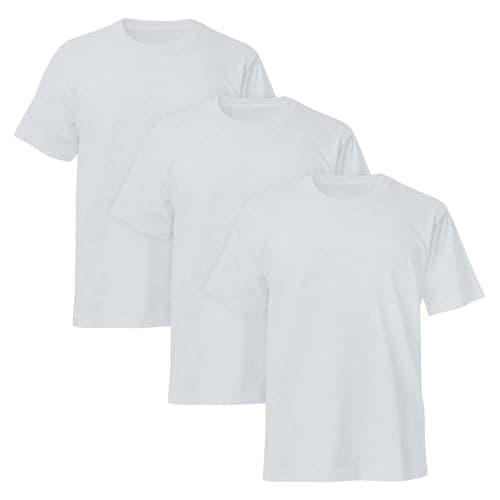 Image of Love My Fashions® Men's Round Neck Short Sleeves Plain T-Shirt Valuweight Cotton tees Pack of 3 (UK, Alpha, XXL, Regular, Regular, Heather Grey)