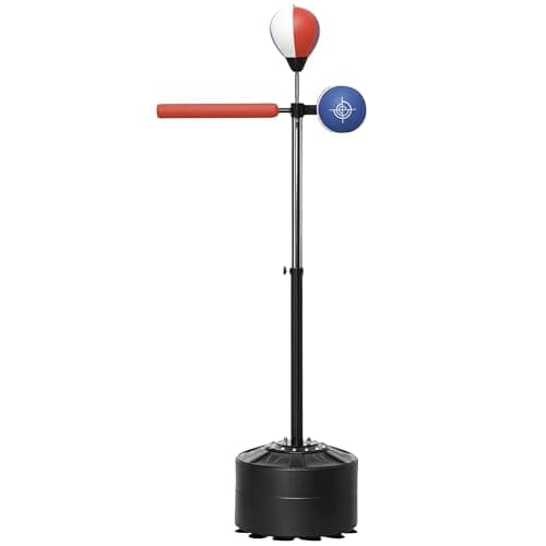 Image of SPORTNOW Free Standing Speed Bag, Height Adjustable Boxing Punching Bag with Stand, Reflex Bar, Punching Pad and Suction Cup Base for Adults & Teenagers, Multicoloured