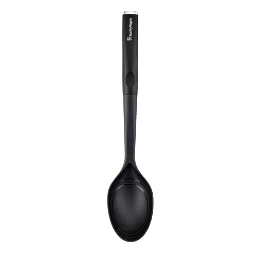 Image of Stanley Rogers Contempo Solid Spoon with Uplift Belly Grip Handle, Heat-Resistant Non-Stick Safe Kitchen Utensil with Deep Bowl, Modern Cooking Spoon for Stirring and Serving