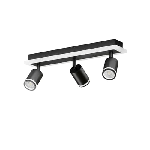 Image of LVWIT Ceiling Light Fitting,3 Way Spot Lights Ceiling,Adjustable Black Ceiling Light,Kitchen Lights Ceiling with GU10,Spotlight Bar Lighting(NO Bulbs)