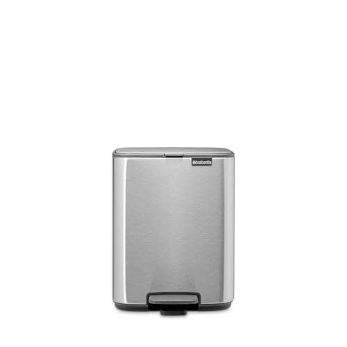 Image of Brabantia Bo Pedal Bin 7L (Matt Steel Fingerprint Proof), Soft Closing Waste Bin with Light Pedal Operation, Easy to Clean Removable Plastic Inner Bucket with Free PerfectFit Rubbish Bags Included